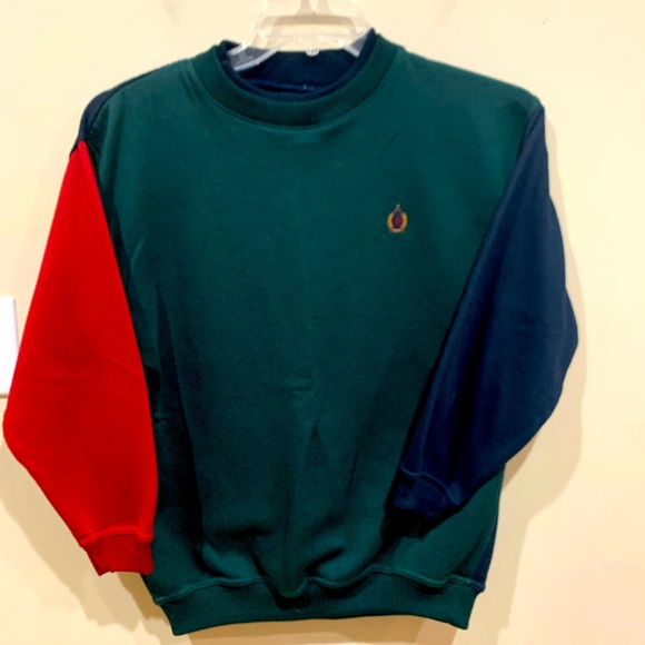 Bugle Boy Sweaters - Vintage Large Bugle Boy Green Crest Sweater